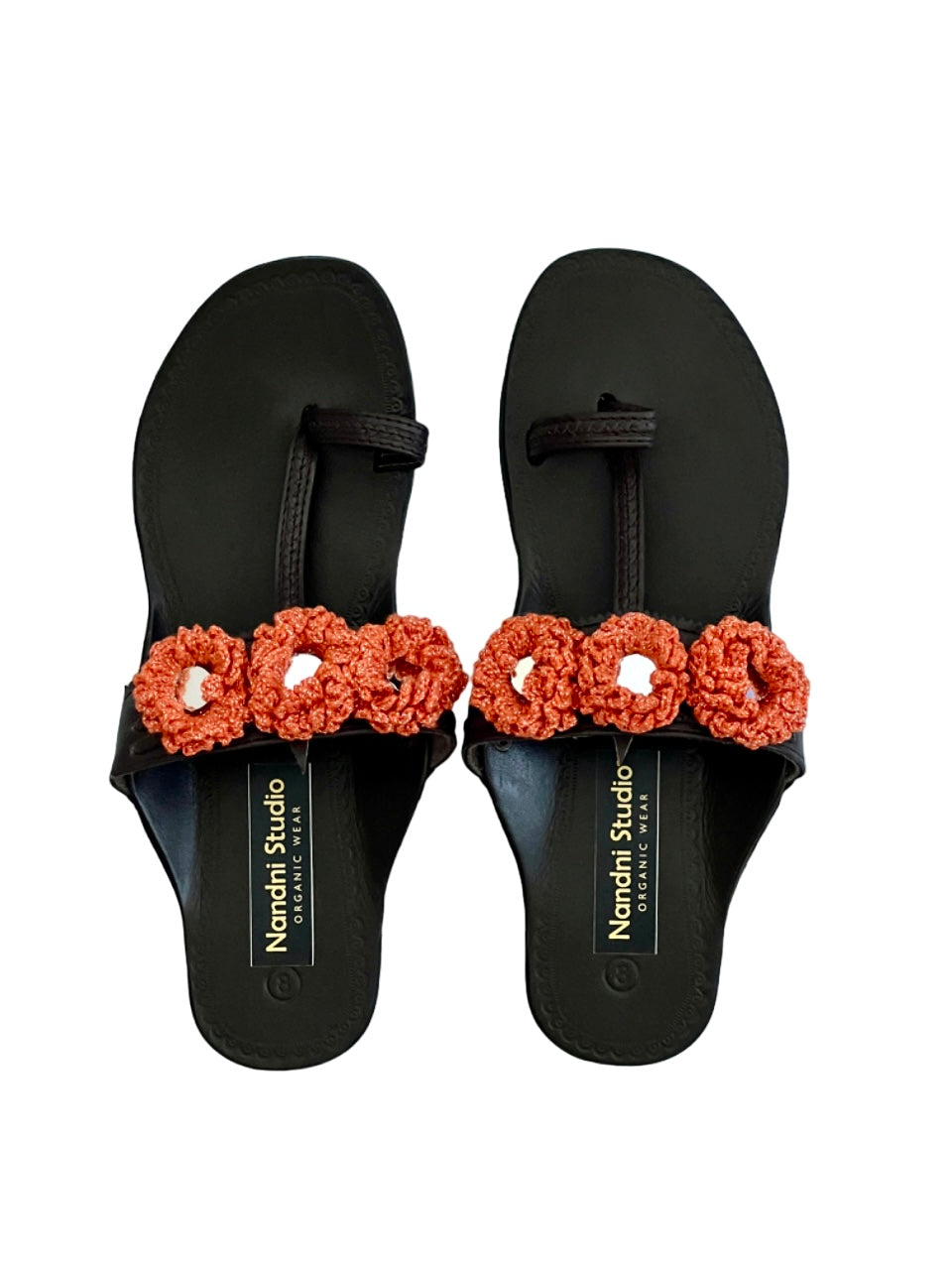 Kohlapuri Slippers size 8 (Dark Brown)