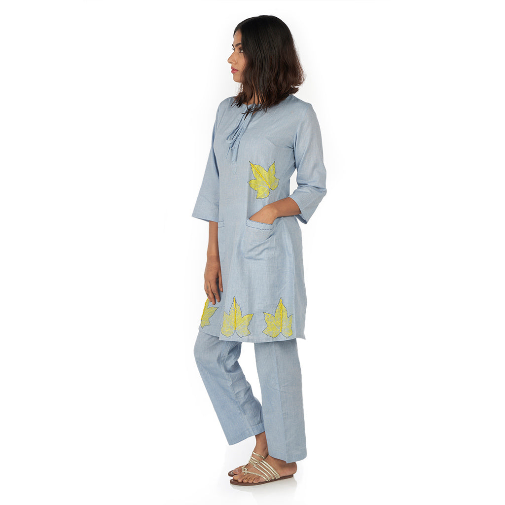 Front pocket kurta with straight