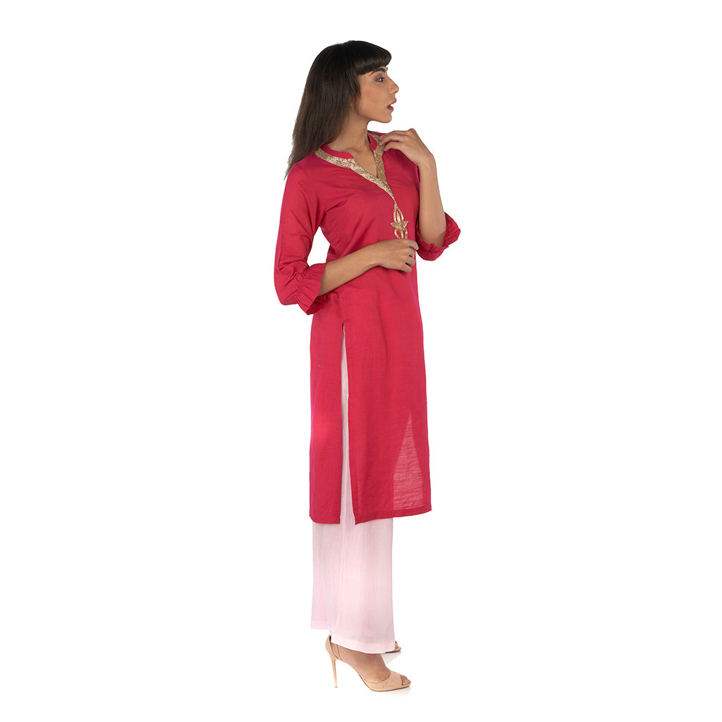 Straight kurta with flared palazzo