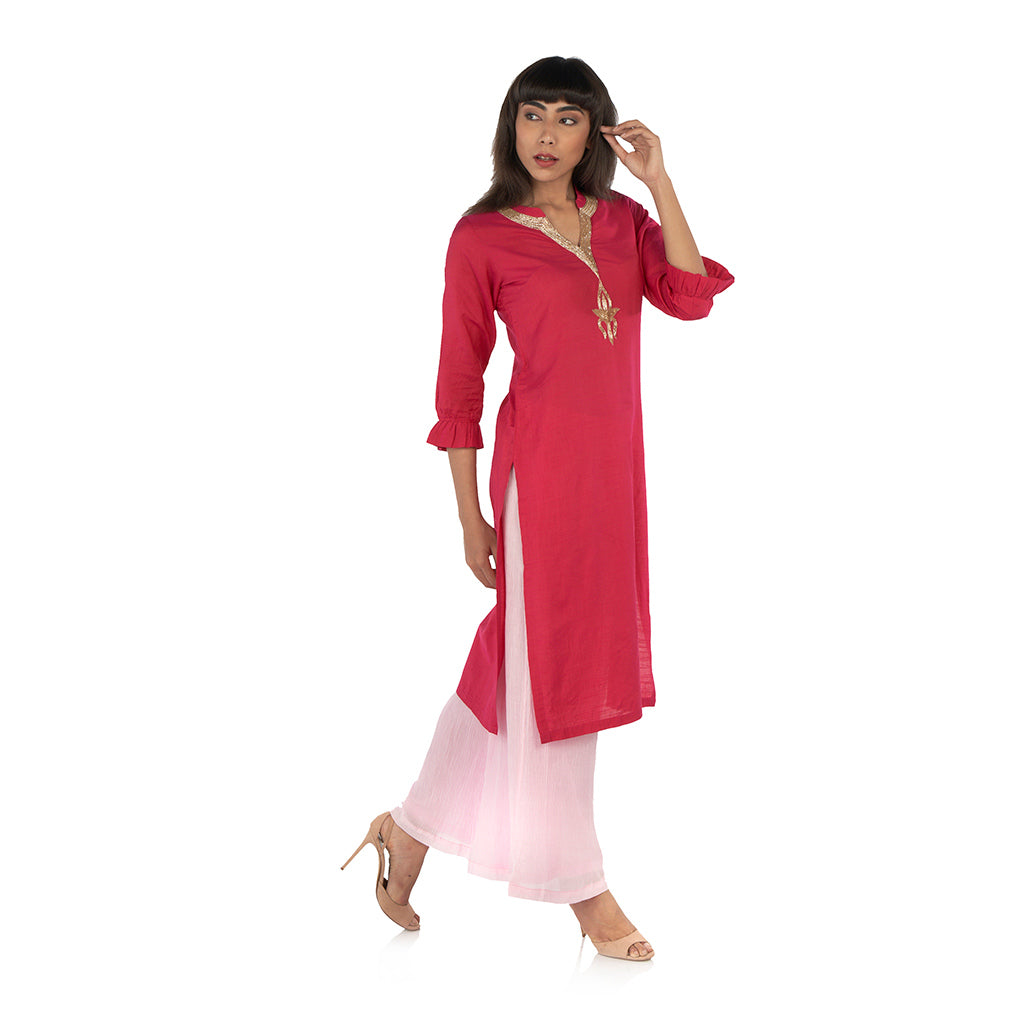 Straight kurta with flared palazzo