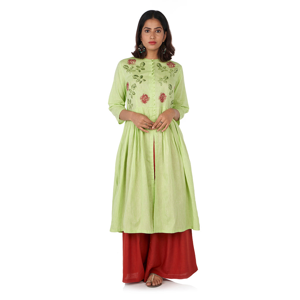 Rose leaf kurta with flared palazzo pants