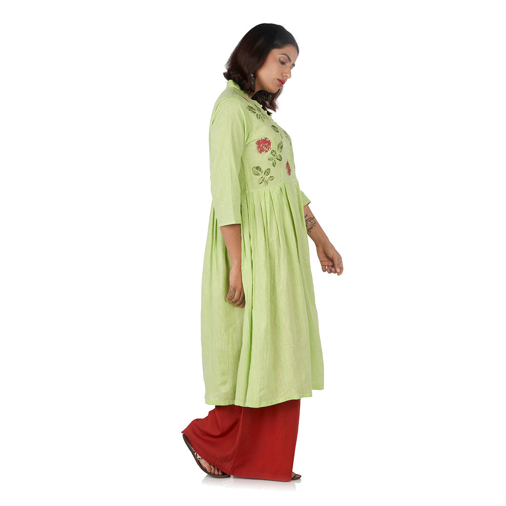 Rose leaf kurta with flared palazzo pants
