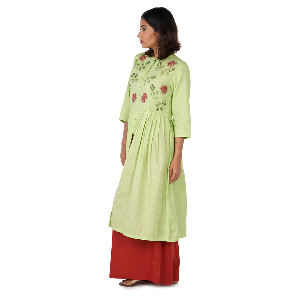 Rose leaf kurta with flared palazzo pants