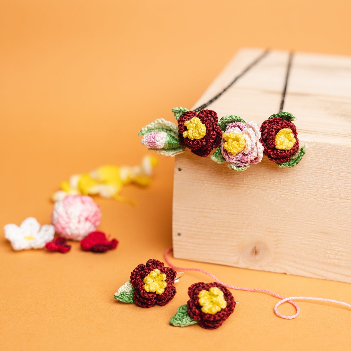 Three flowers set