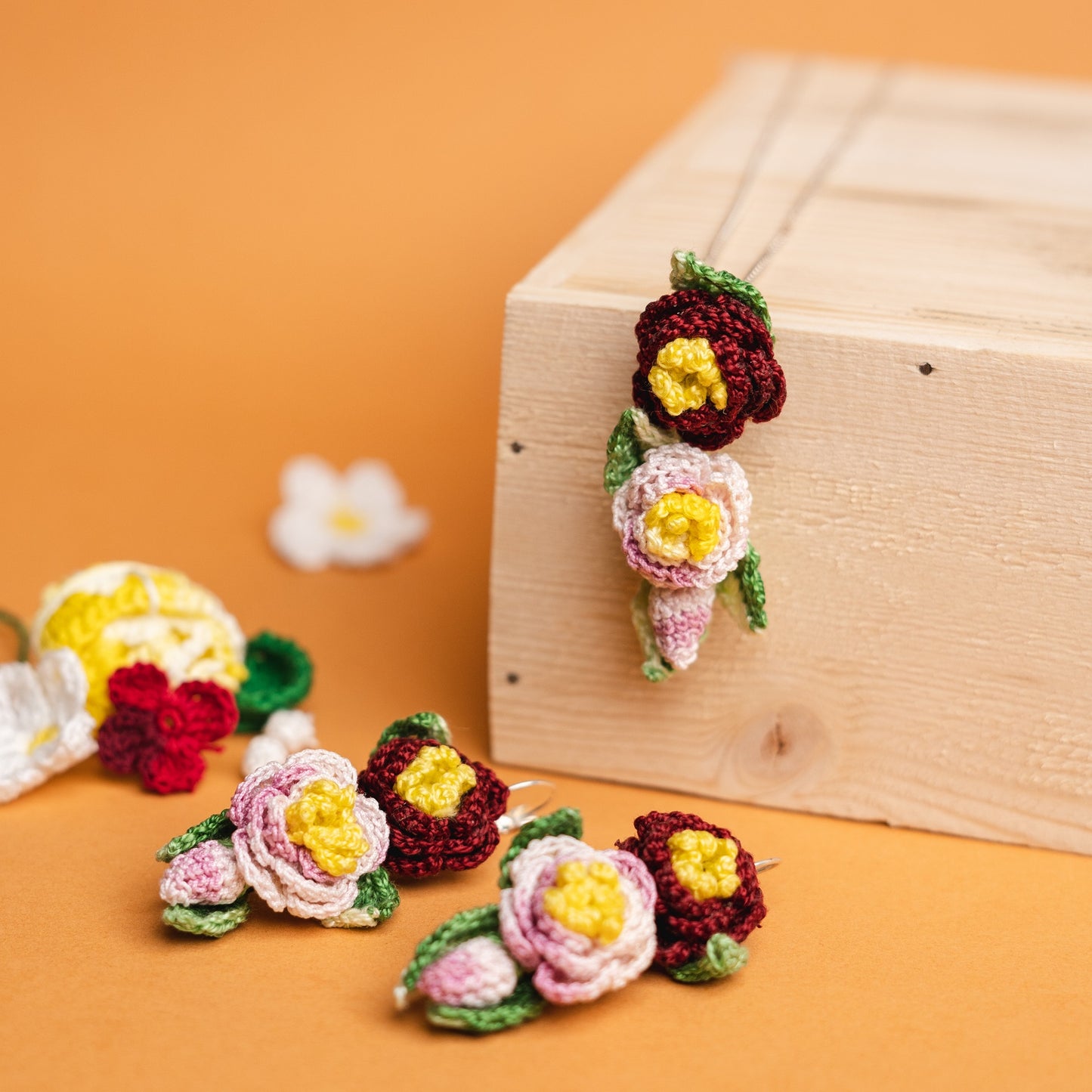 Three flowers set