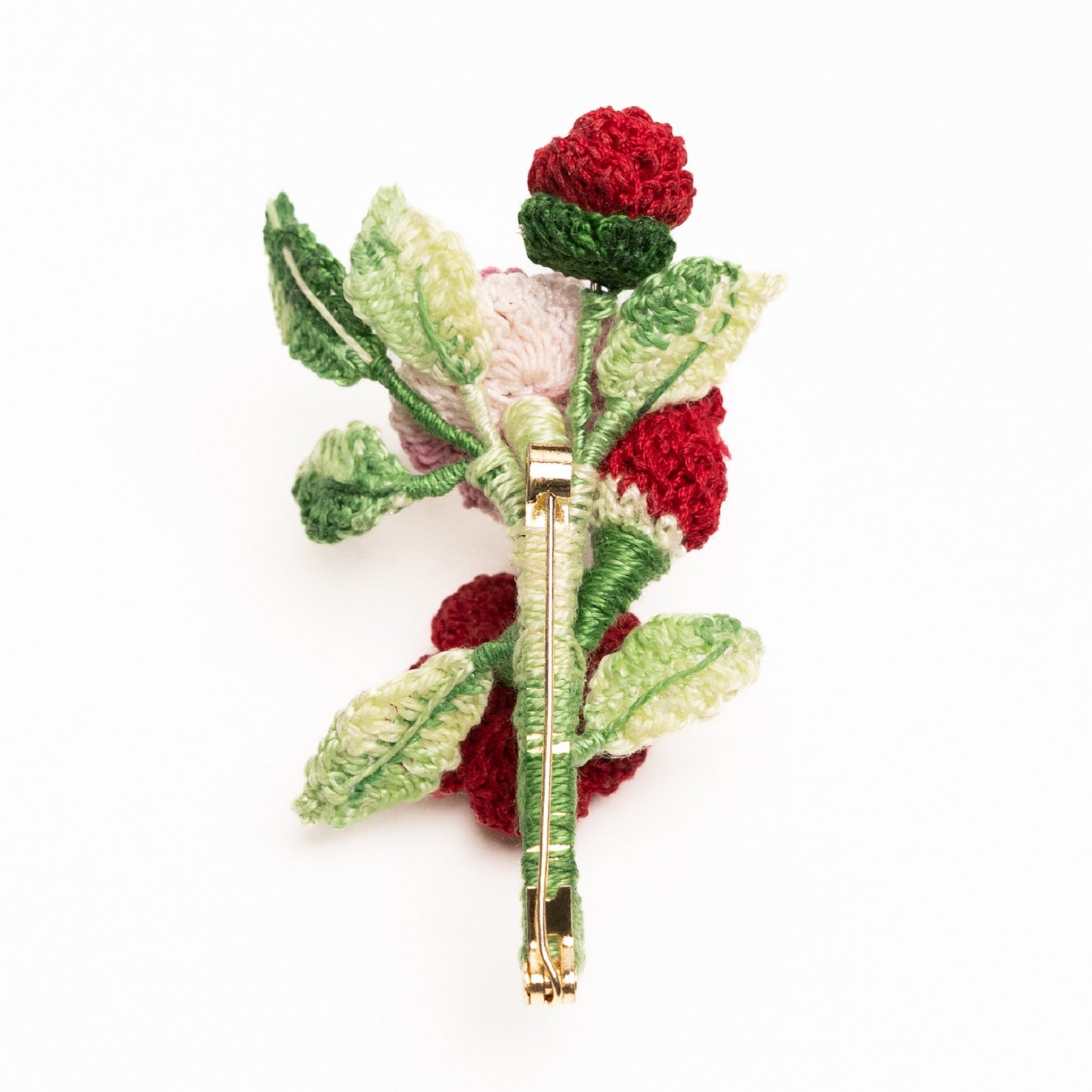 Maroon flowers brooch