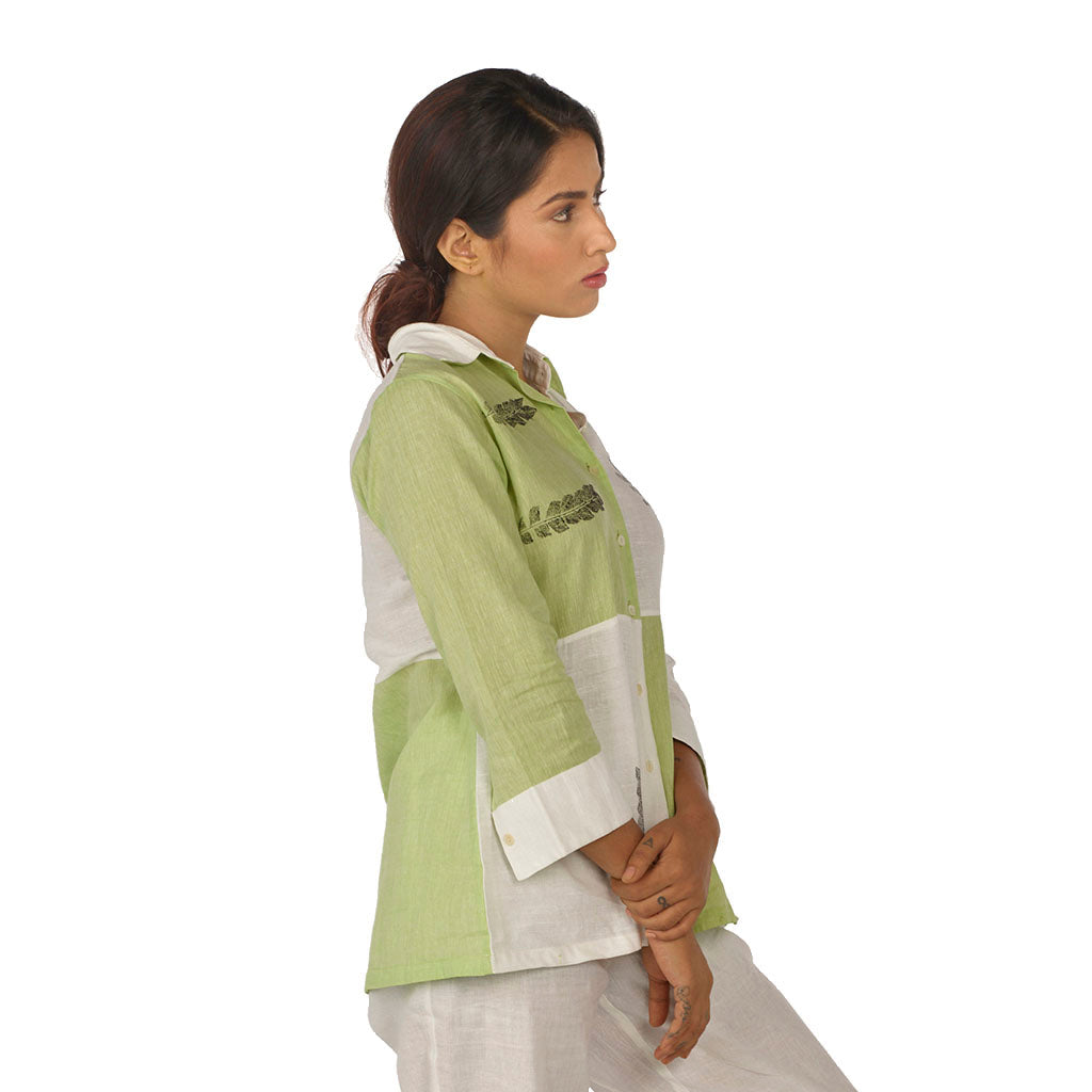 Collared color blocked shirt