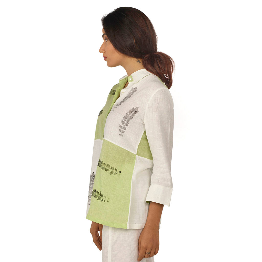 Collared color blocked shirt