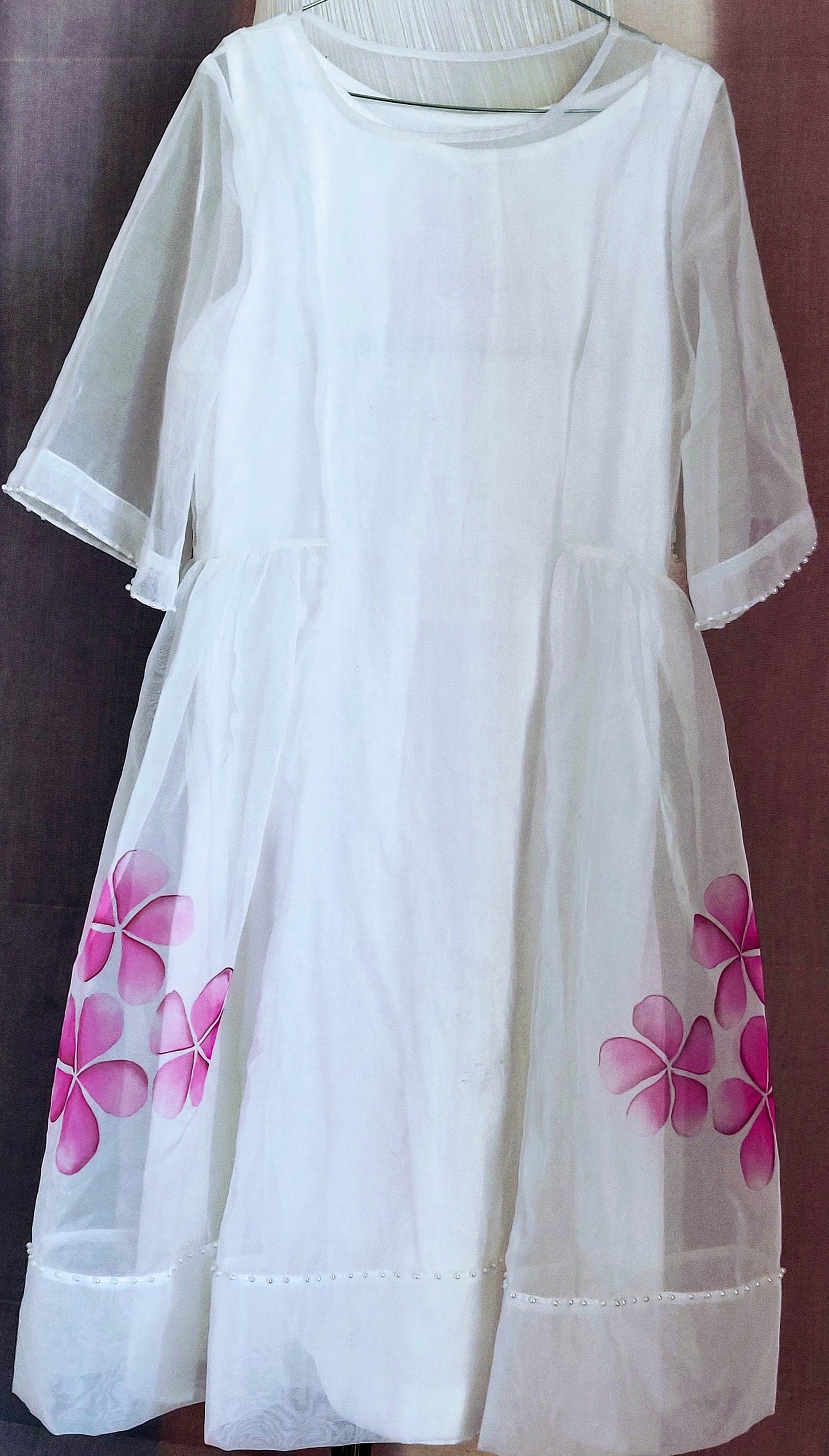 Organza hand painted frock dress