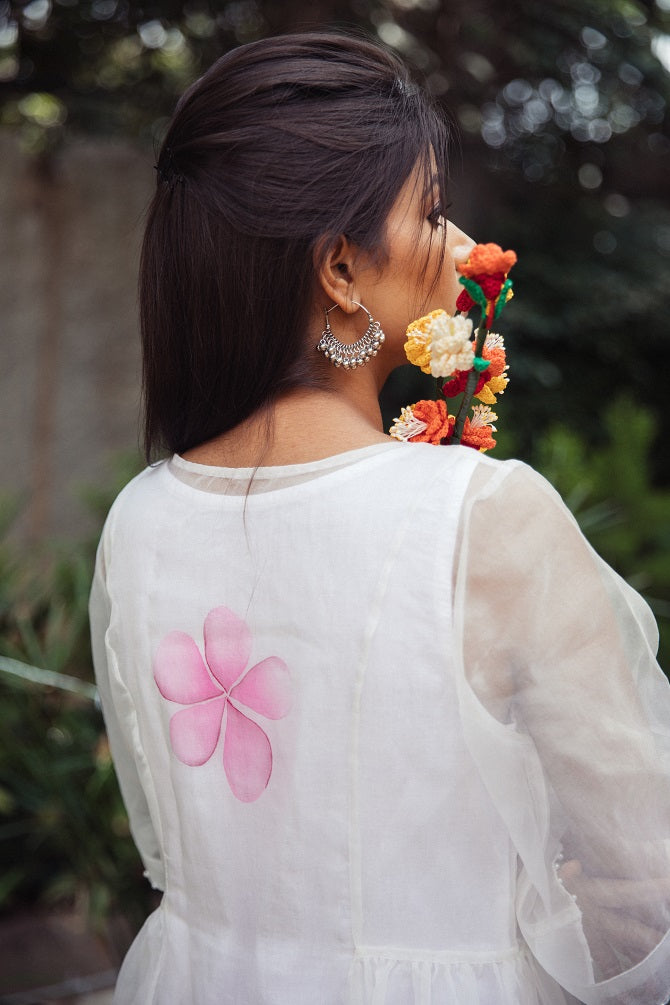Organza hand painted frock dress
