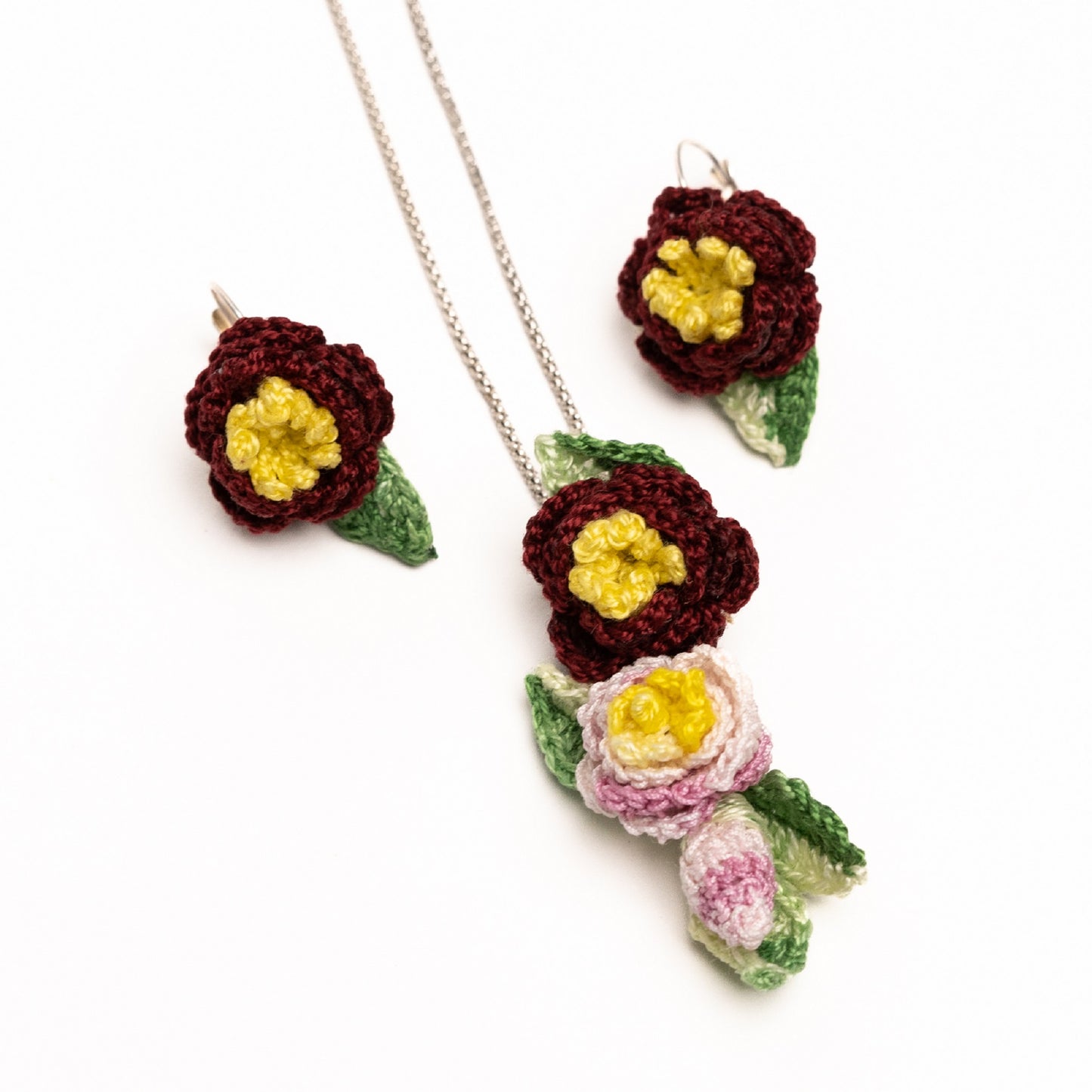 Three flowers set