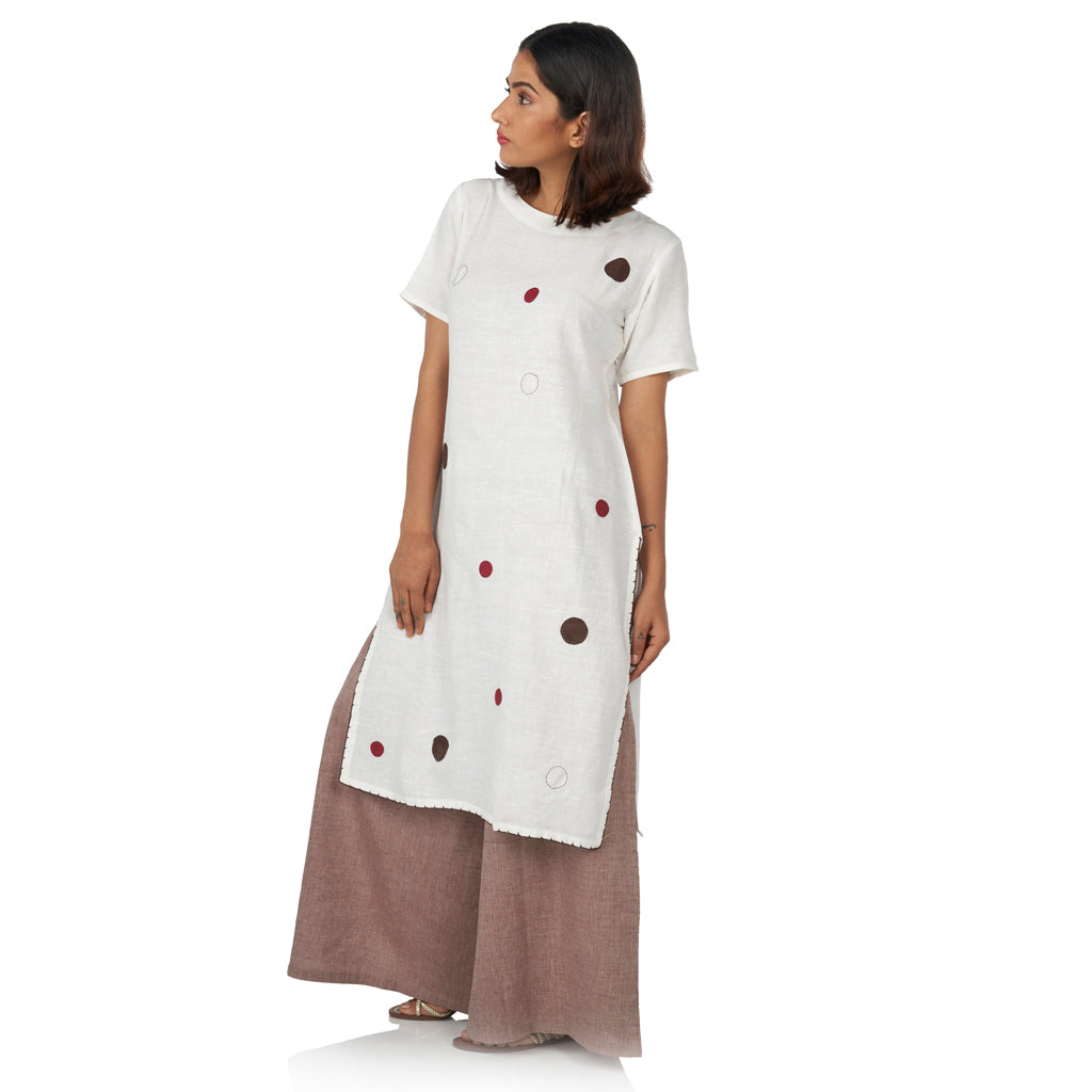 Dots kurta with flared palazzos pants