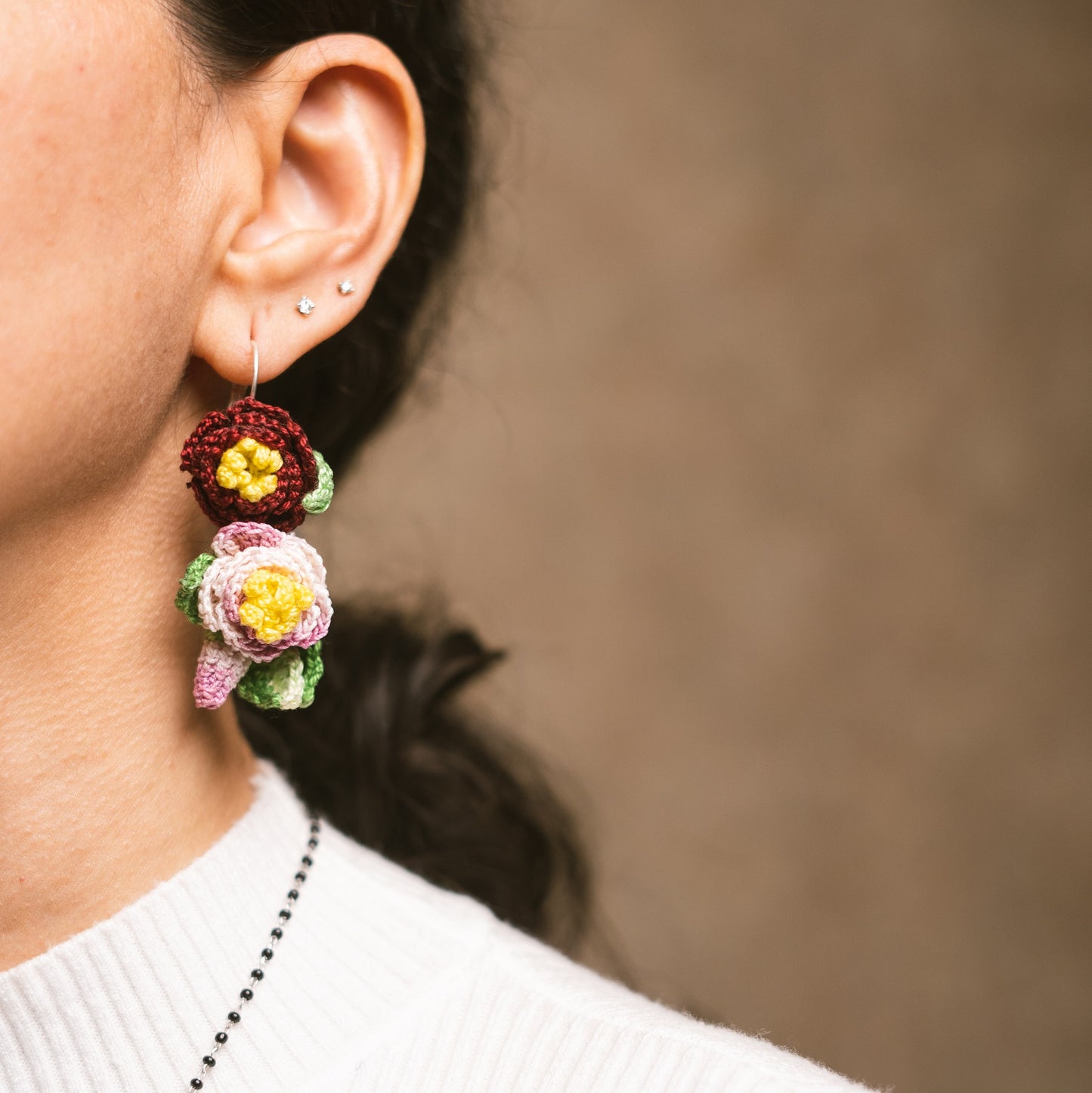 Three flowers set