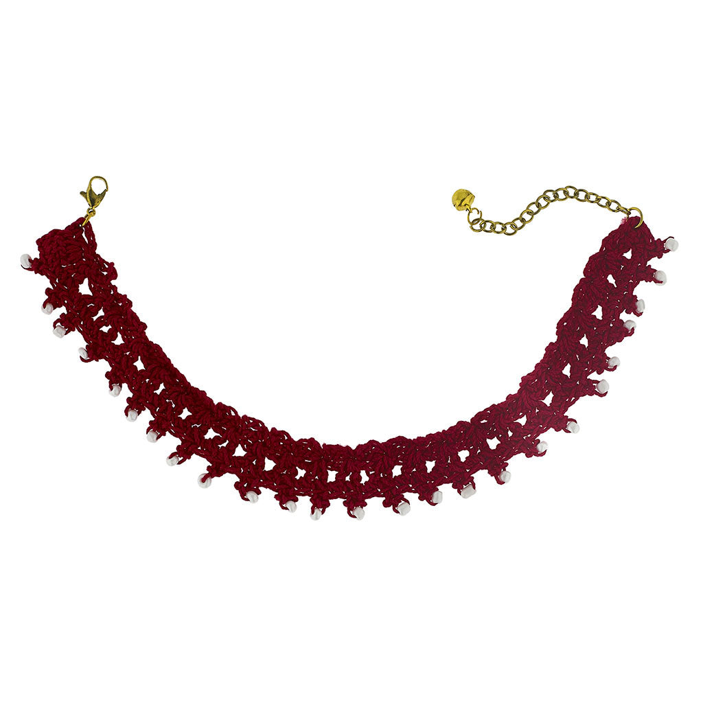 Choker with white beads