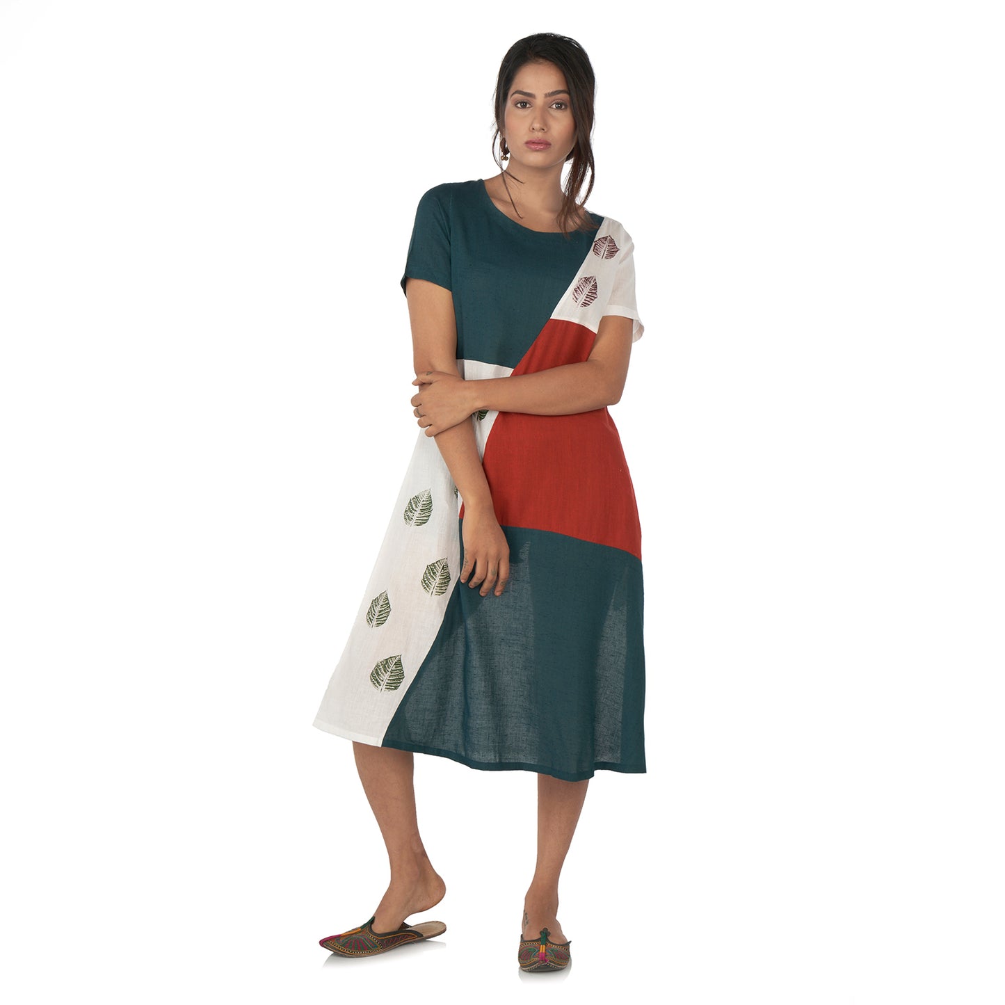 Color blocked midi dress