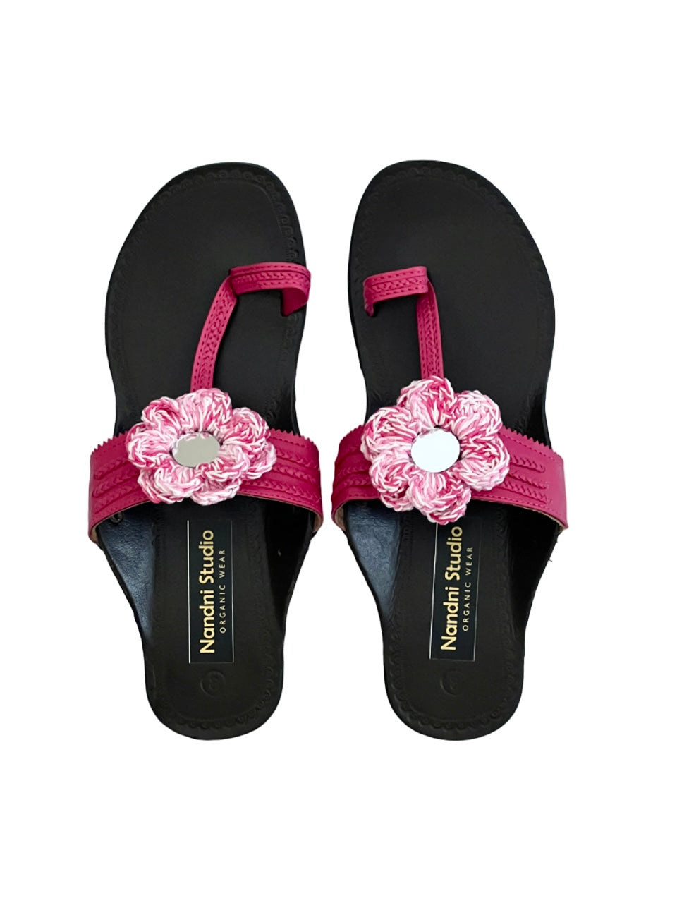 Kohlapuri Slippers size 8 (Dark Pink)