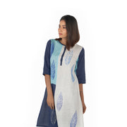Color blocked kurta with flared palazzo pants