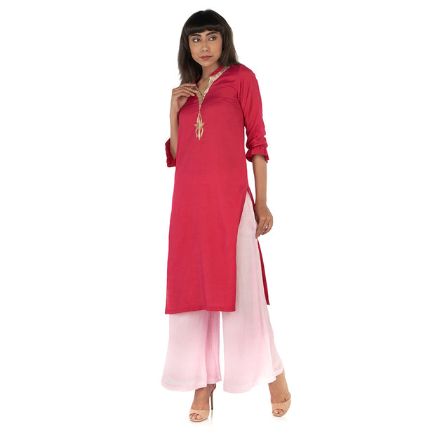 Straight kurta with flared palazzo
