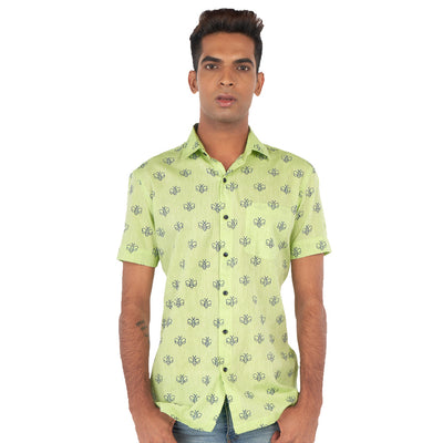 Moth print green shirt