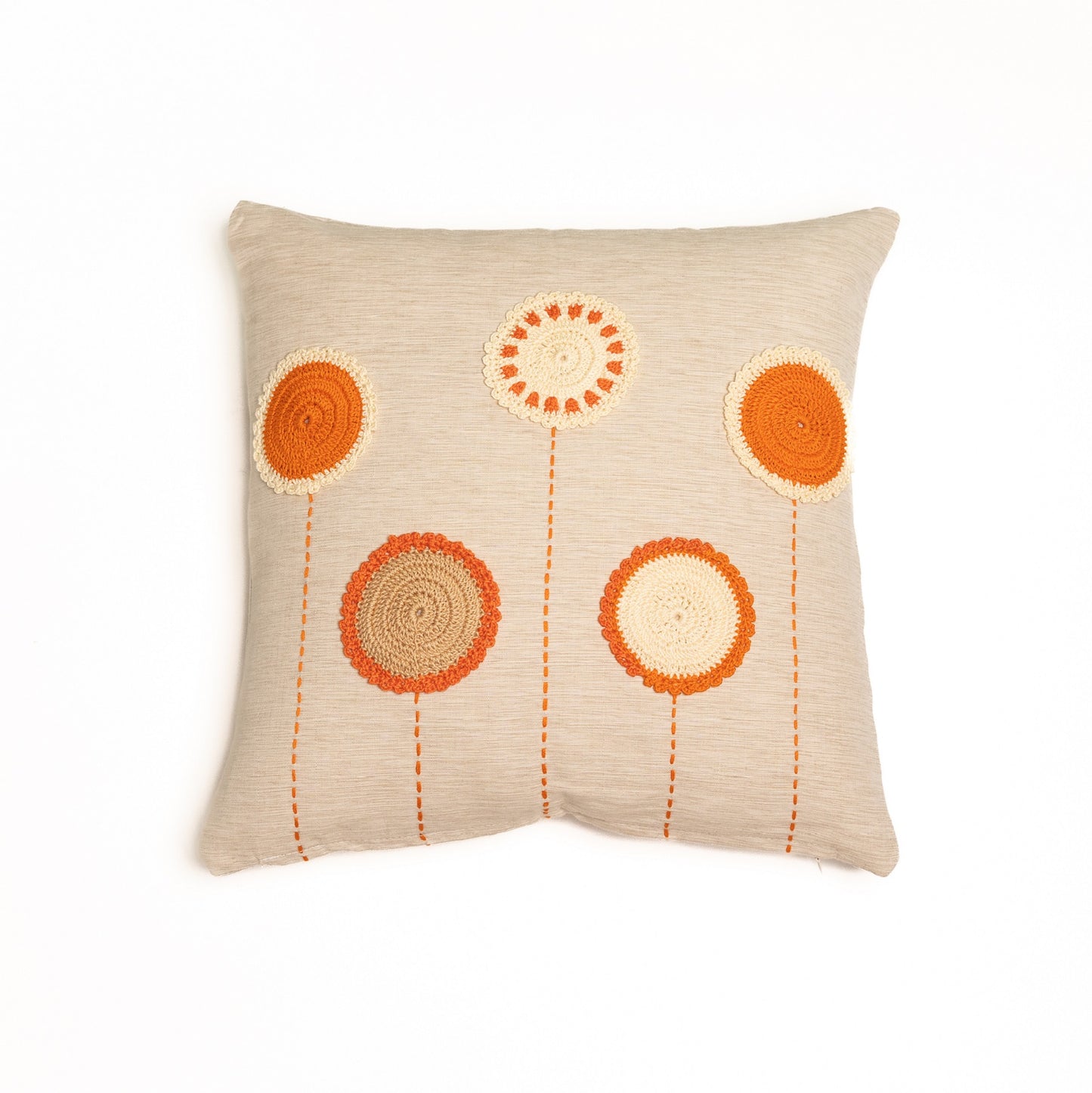 Crochet circles cushion cover - Beige