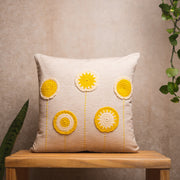 Crochet circles cushion cover (Yellow) - Beige