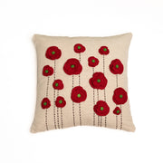 Crochet red layered flowers cushion cover - Beige
