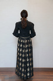 Black Foliage Maxi dress