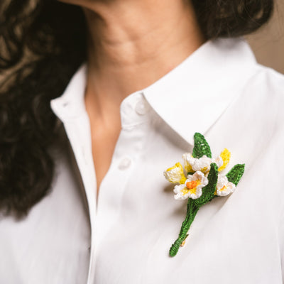 White flowers brooch