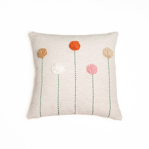 Crochet roses cushion cover - Ivory